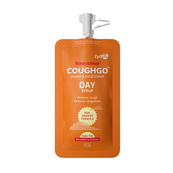 NASOCLEAR COUGHGO DAY + NIGHT SUGAR FREE STRAWBERRY FLAVOUR Syrup 3X10ml