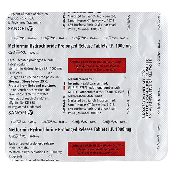Cetapin XR 1000mg Tablet 15'S