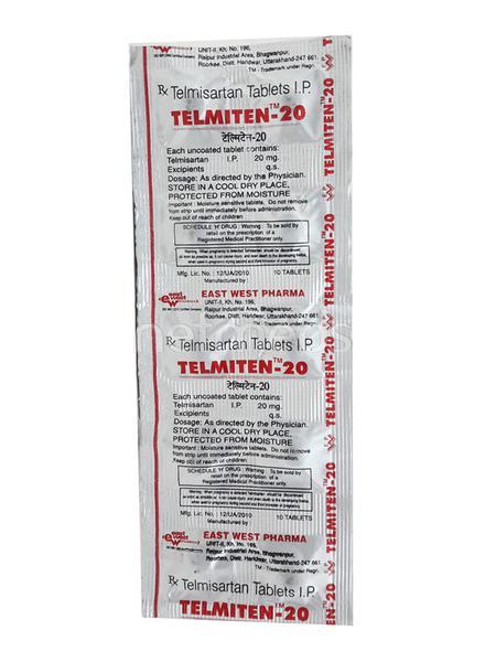 Telmiten 20mg Tablet 10'S
