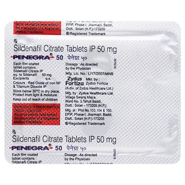 Penegra 50mg Tablet 4'S