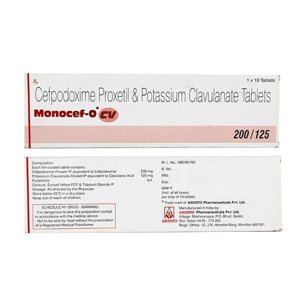 Monocef O CV 200/125mg Tablet 10'S