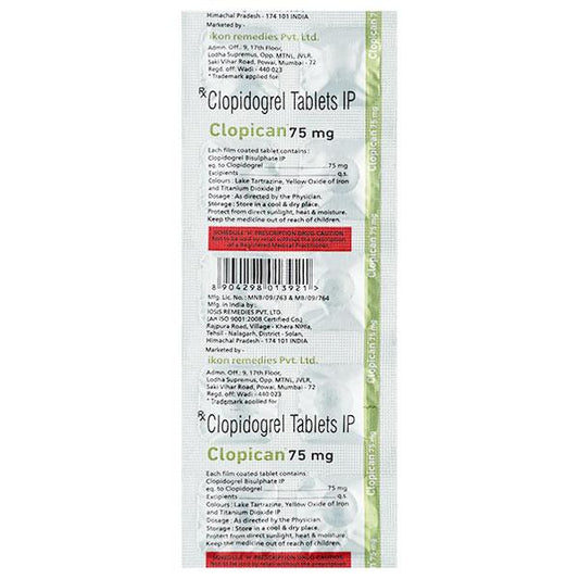 CLOPICAN 75mg Tablet 10's