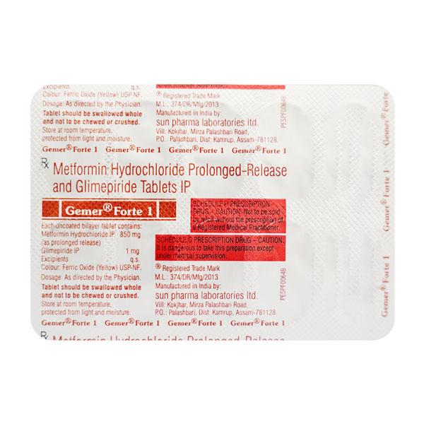 Gemer Forte 1mg Tablet 10'S