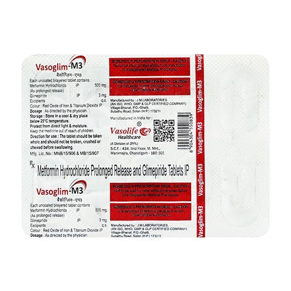 VASOGLIM M 3 Tablet 10's