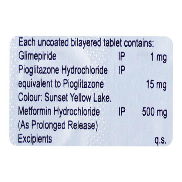 Glimiprime MP 1/500/15mg Tablet 10'S