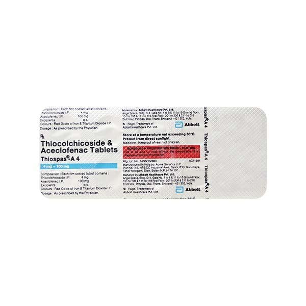 Thiospas A 4mg Tablet 10'S