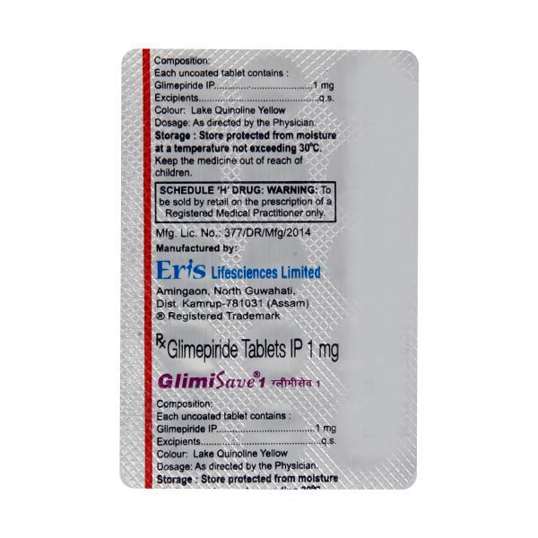 Glimisave 1mg Tablet 15'S