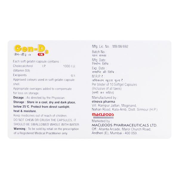 GEN D3 1K Softgel 10'S