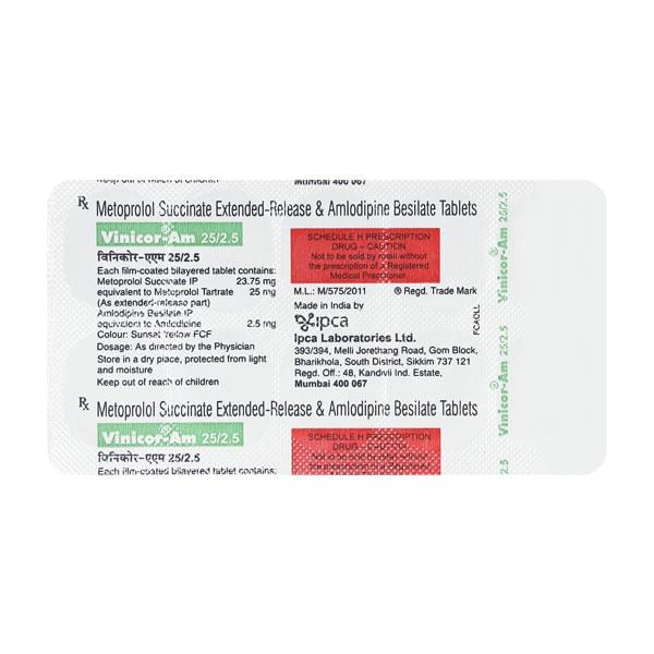 Vinicor AM 25/2.5mg Tablet 10'S