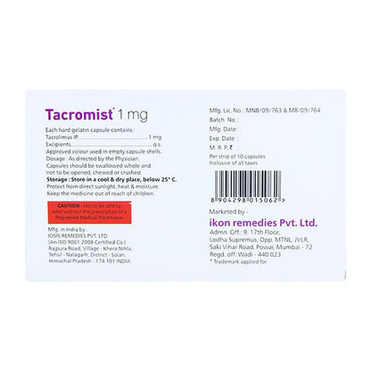 TACROMIST 1mg Capsule 10's