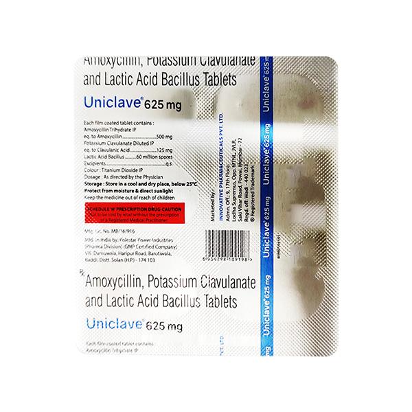 UNICLAVE 625mg Tablet 6's