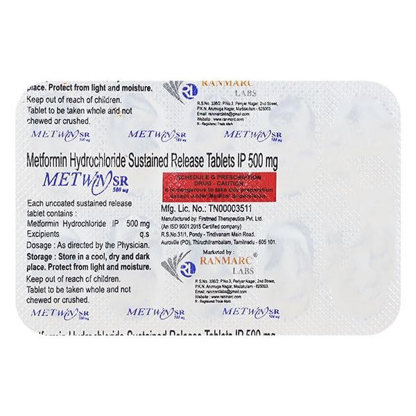 METWIN SR 500mg Tablet 10's
