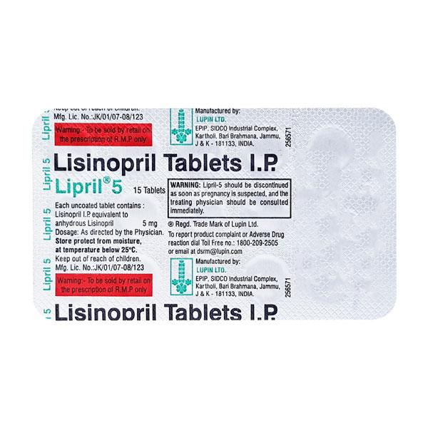 Lipril 5mg Tablet 15'S