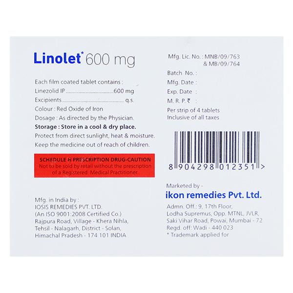 LINOLET 600mg Tablet 4's