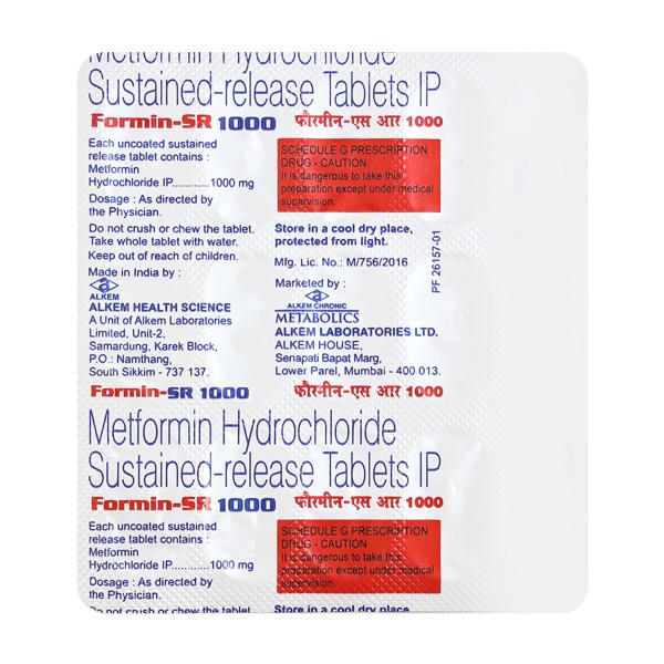 Formin SR 1000mg Tablet 15'S