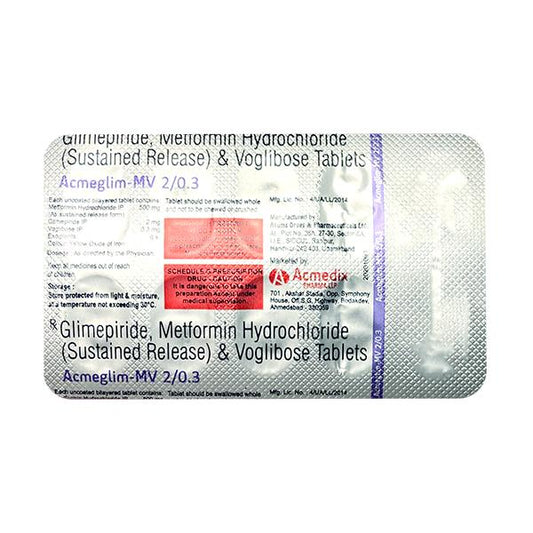 ACMEGLIM MV 2/0.3 Tablet 10's