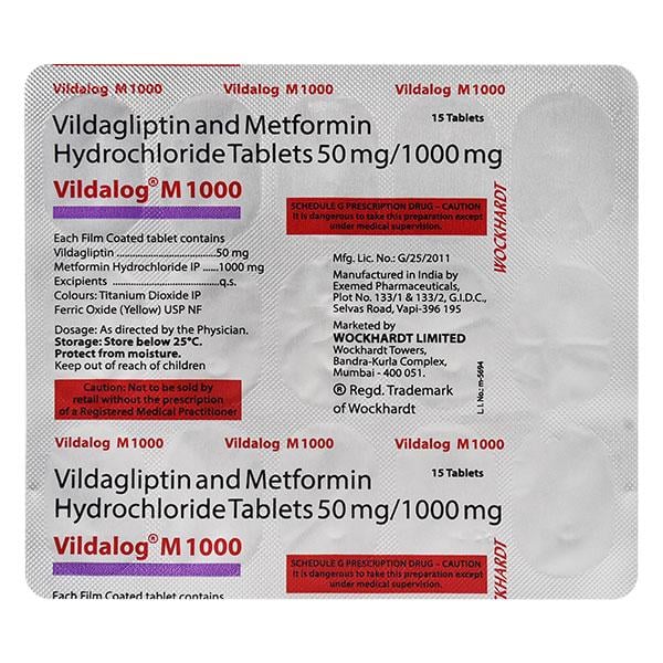 VILDALOG M 1000mg Tablet 15's