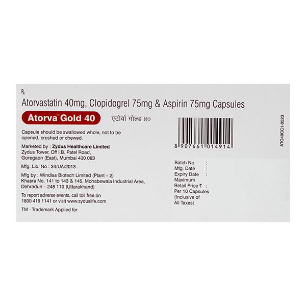 ATORVA GOLD 40 Capsule 10's