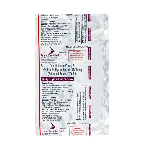 Priglip M 20/1000mg Tablet 10'S