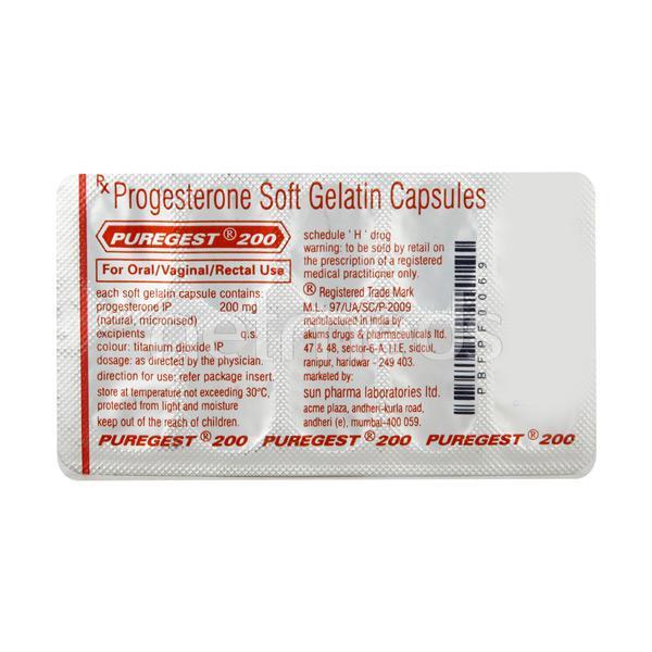 Puregest 200mg Capsule 10'S