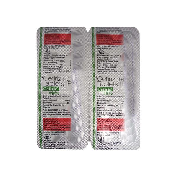 Cetiriz 10mg Tablet 10'S