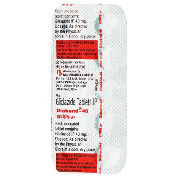 Diabend 40mg Tablet 10'S