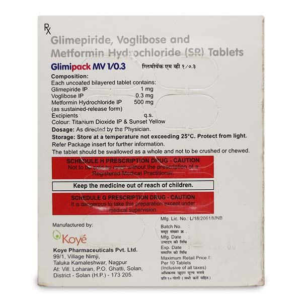 Glimipack MV 1/500/0.3mg Tablet 10'S