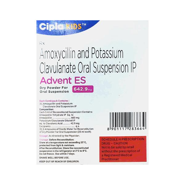 ADVENT ES 642.9 MG ORANGE FLAVOUR Oral Suspension 50ml