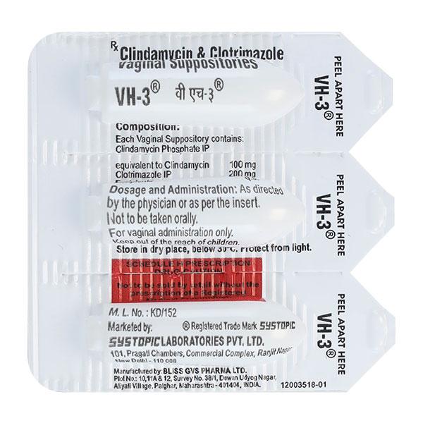 VH 3 VAGINAL Suppositorie 3's