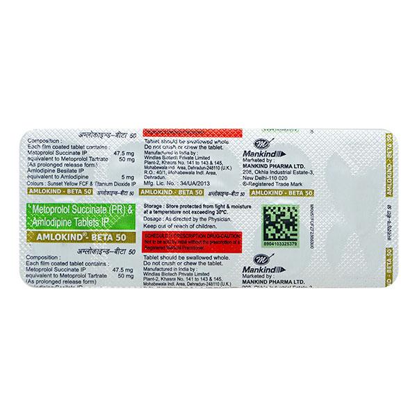 AMLOKIND BETA 50 Tablet 10's