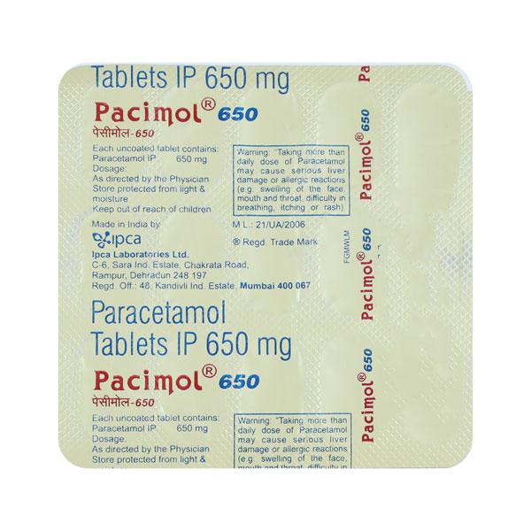 Pacimol 650mg Tablet 15'S