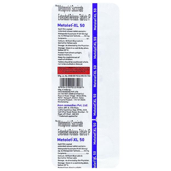 METOLET XL 50mg Tablet 10's