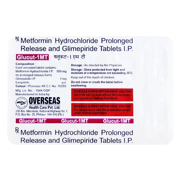 Glucut 1 MT 1mg/500mg Tablet 10'S