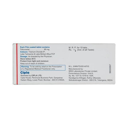 Febucip 80mg Tablet 10'S