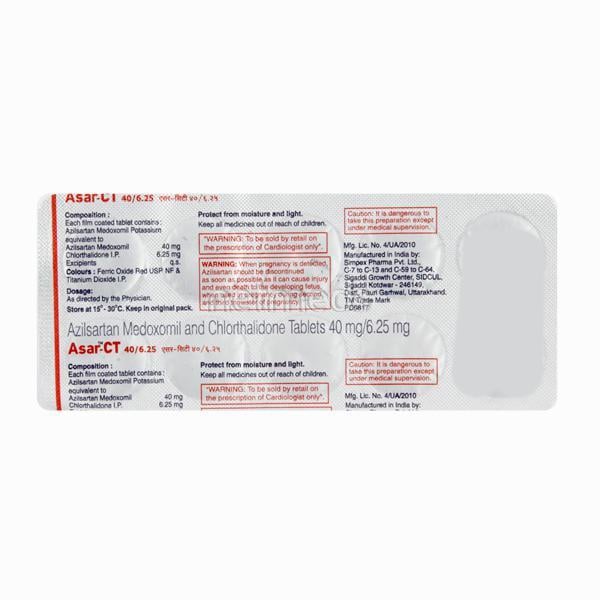 Asar CT 40/6.25mg Tablet 10'S