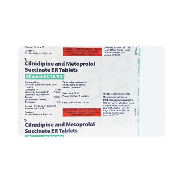 Cilamet XL 10/50mg Tablet 15'S