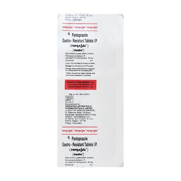 Toprazol 40mg Tablet 10'S