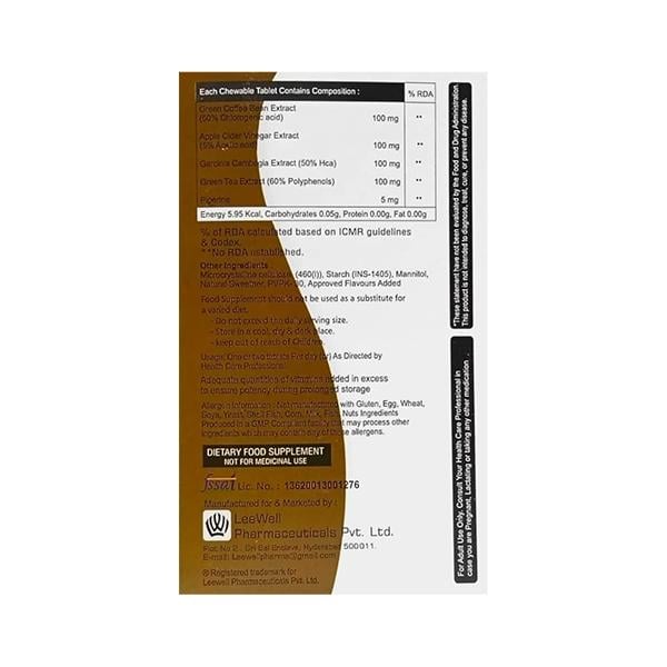 LETSLIM SUGAR FREE ORANGE FLAVOUR Chewable Tablet 15's