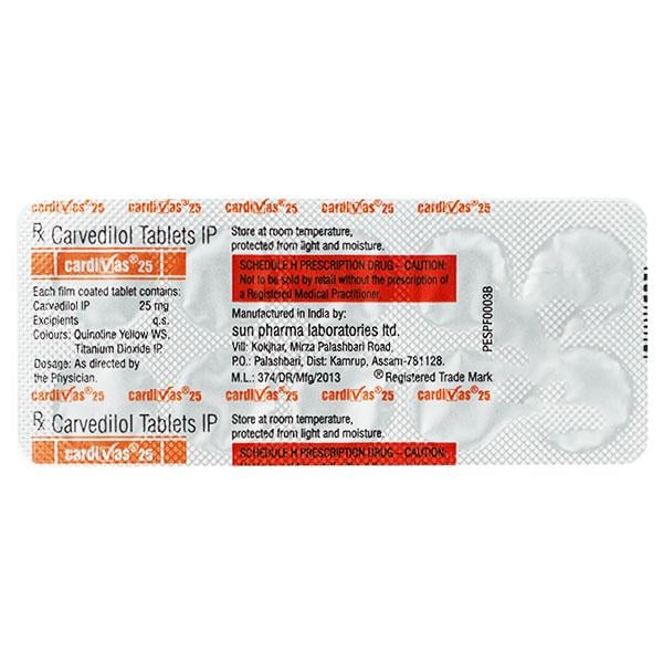 Cardivas 25mg Tablet 10'S
