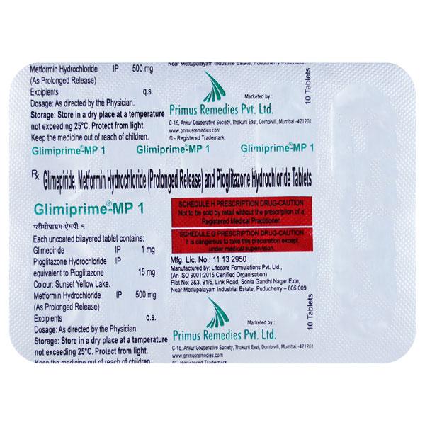 Glimiprime MP 1/500/15mg Tablet 10'S