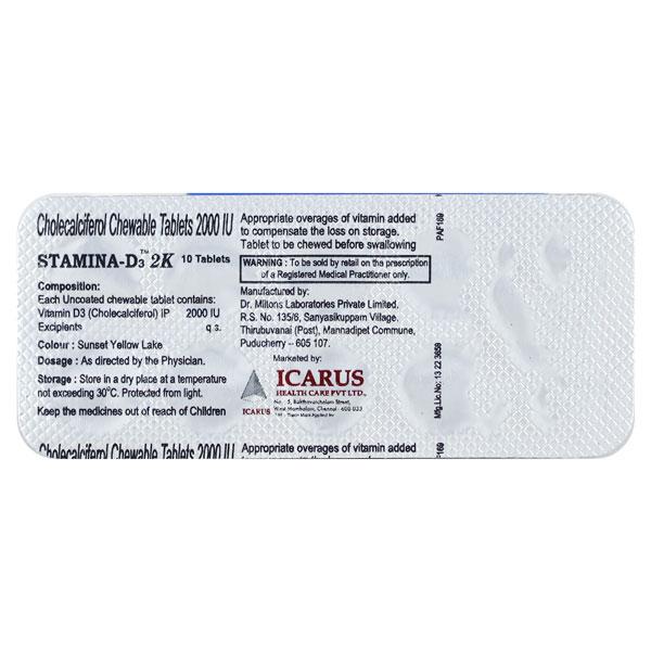 STAMINA D3 2K Chewable tablet 10's