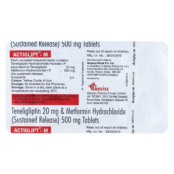 Actiglipt M 20/500mg Tablet 10'S