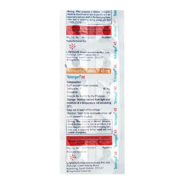 Telmiget 40mg Tablet 10'S