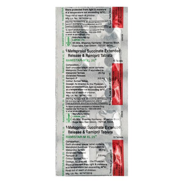 Ramistar M XL 25mg Tablet 10'S