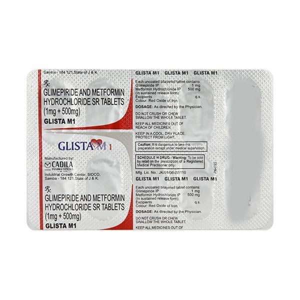 Glista M 1mg/500mg Tablet 10'S