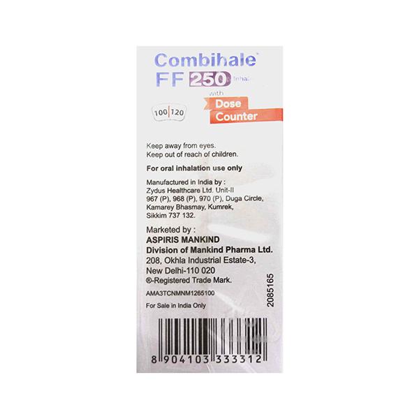 COMBIHALE FF 250 CFC FREE WITH DOSE COUNTER 120md Inhaler 1's