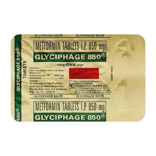 Glyciphage 850mg Tablet 10'S