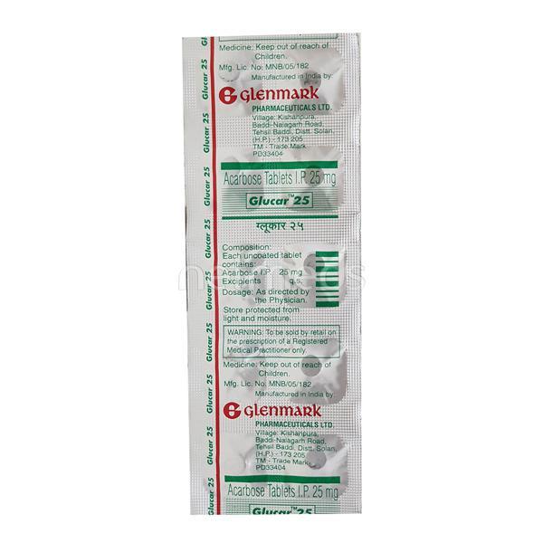 Glucar 25mg Tablet 10'S