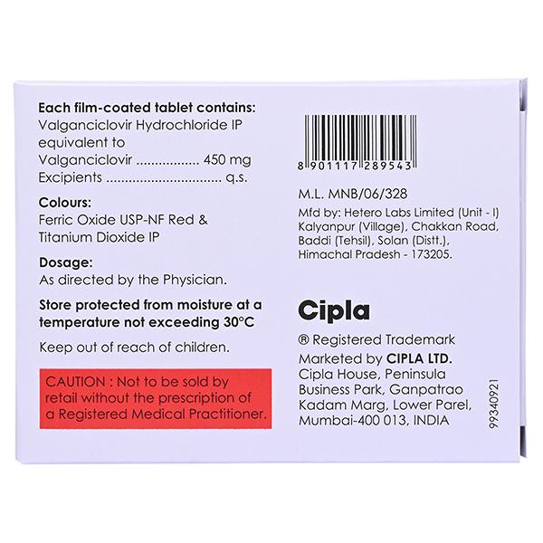 Valgan 450mg Tablet 4'S