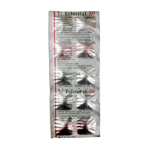 Telmital 80mg Tablet 10'S